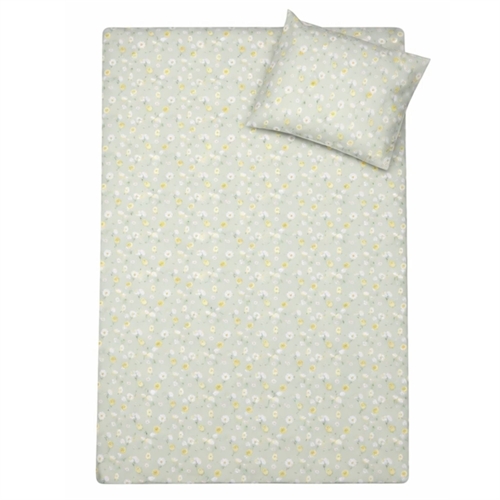 Duckling bedding - 100% cotton - Baby bedding 70x100 cm - Green with ducklings and flowers