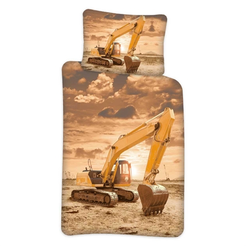 Children\'s bedding - 140x200 cm - Excavator bedding set - Reversible duvet cover - 100% cotton