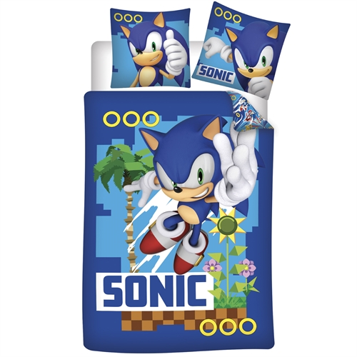 Sonic bedding 140x200 cm - Reversible bedding set with Sonic The Hedgehog - 100% soft cotton bed linen