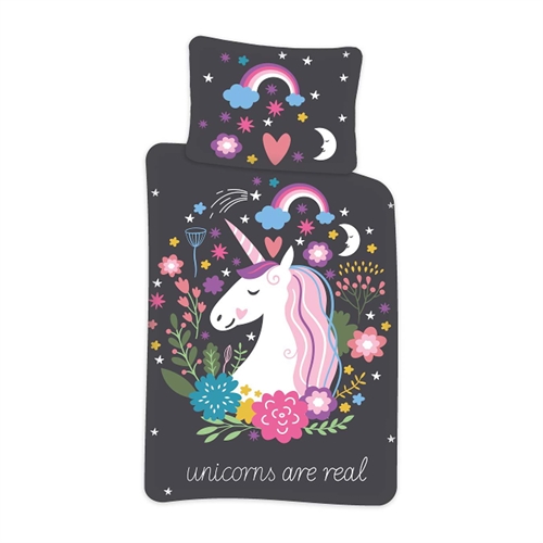 Unicorn bedding - 140x200 cm - Glow-in-the-dark unicorn design - 100% cotton bed set.