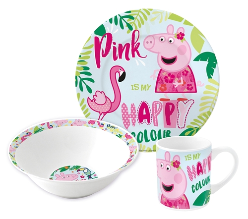 Peppa Pig children\'s tableware in ceramic - 3-piece dining set for children - Peppa and George Pig