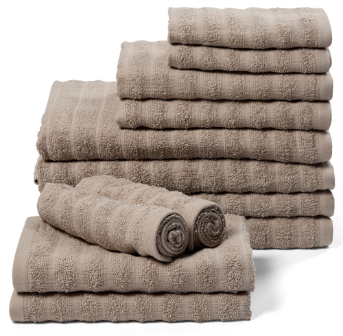 Towel Package 12 pcs. soft towels in 100% combed cotton - Sand colored towels from Borg Living