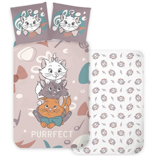 Children\'s Bedding 140x200 cm - Reversible Bedding Set with Aristocats - 100% Soft Cotton Bed Linen