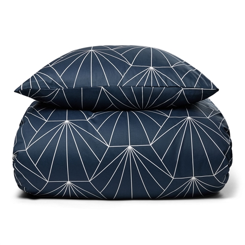 Bedding for double duvet - 200x200 cm - Hexagon blue - 100% Cotton satin - 2-in-1 design - By Night bedding set