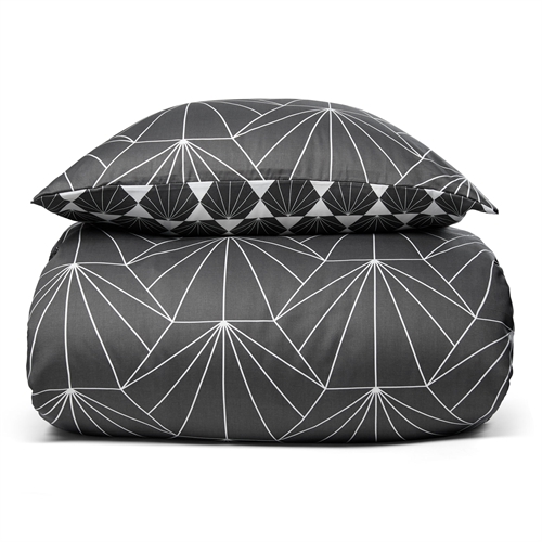 Bedding set 140x200 cm - Hexagon grey - 2-in-1 design - 100% cotton satin bedding - By Night