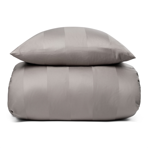 Bedding 140x200 cm - 100% cotton satin - Karen sand - Striped, jacquard woven bedding - Extra soft bed set from By Borg