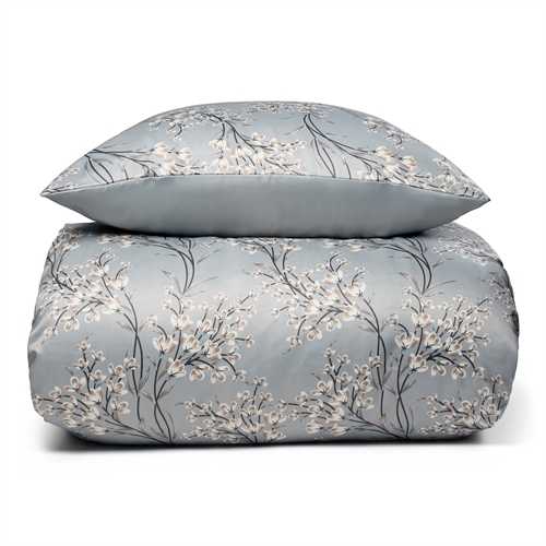 Floral Bedding - Blue reversible design bed set - Satin bedding 140x200 cm - IN Style bed linen
