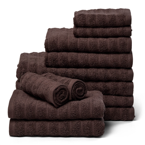 Towel package 12 pcs. soft towels in 100% combed cotton - Brown towels from Borg Living