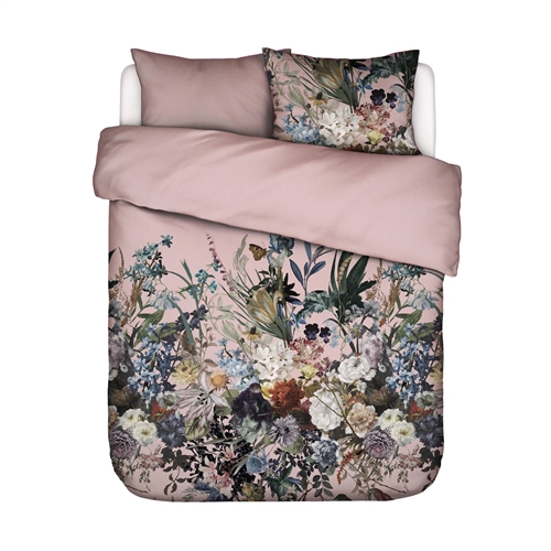 Essenza bedding - 140x200 cm - Annclaire Rose - Reversible bedding set - 100% organic cotton satin - Floral bedding