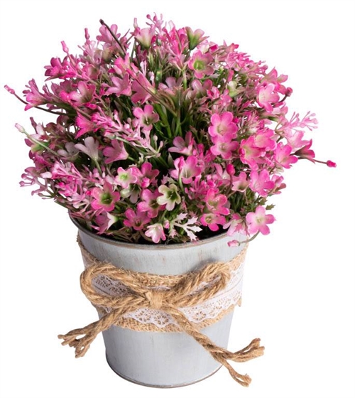 Artificial Campanula Flower - Height 21 cm - Delightful pink blooms - Artificial potted plant