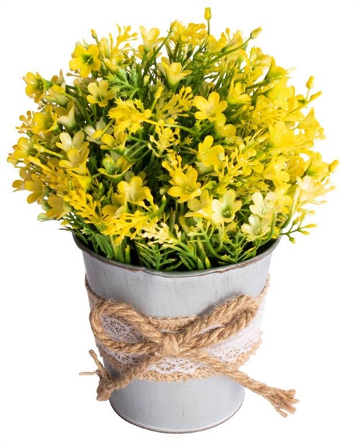 Artificial Campanula Flower - Height 21 cm - Beautiful yellow blooms - Artificial potted plant