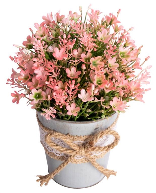 Artificial Campanula Flower - Height 21 cm - Striking pink flowers - Artificial potted plant