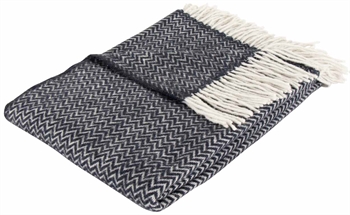 Wool throw - Soft throw - ZigZag dark blue - 130x200 cm - By Borg