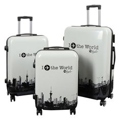 Suitcase - Suitcase with design - I Love The World white - Hardcase lightweight suitcase