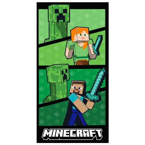 Minecraft Towel - 70x140 cm - 100% Cotton - Soft Bath Towel with Steve, Alex, and Creeper