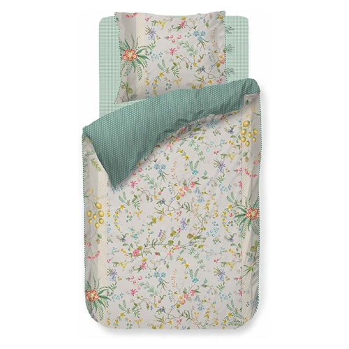 Floral bedding - 140x200 cm - Petites Fleurs Khaki - Bed linen with a double-sided design - 100% cotton - Pip Studio