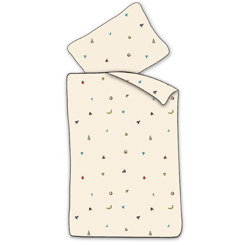 Baby bedding 70x100 cm - Off-white bedding set with small fruits - 100% soft cotton bed linen