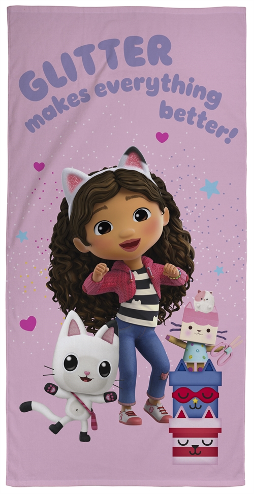 Gabby\'s Dollhouse towel - 70x140 cm - 100% cotton - Glitter makes everything better - Soft bath towel