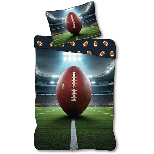 Football Bedding 140x200 cm - Reversible Bedding Set with American Football - 100% Soft Cotton Bed Linen