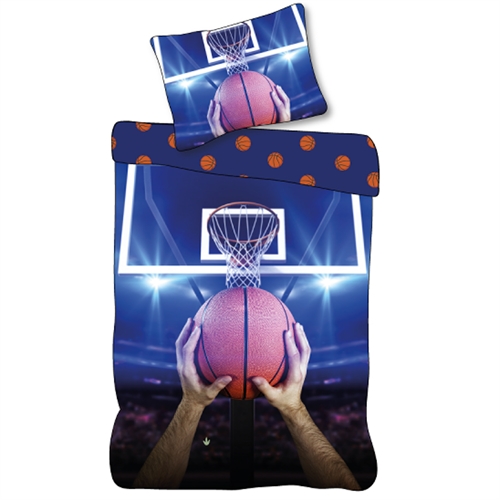 Basketball Bedding 140x200 cm - Reversible Bedding Set with Basketball - 100% Soft Cotton Bed Linen