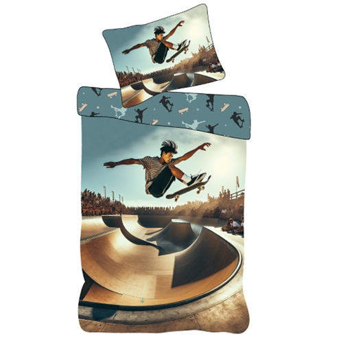 Children\'s bedding with skater motif - Soft and luxurious cotton bedding set - 140x200 cm - Reversible design