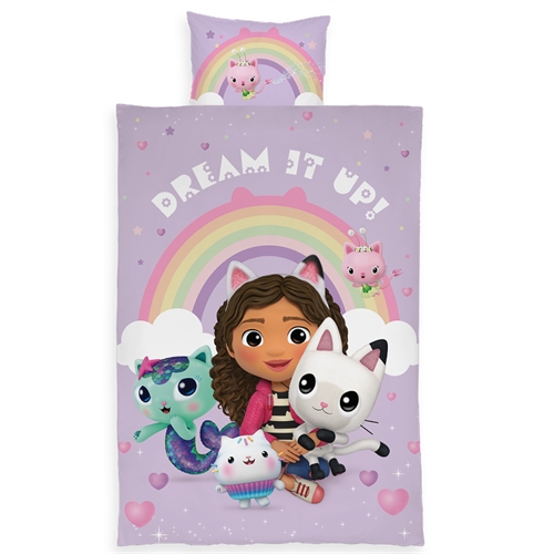 Junior Bedding 100x140 cm - Reversible Bed Set with Gabby\'s Dollhouse - 100% Cotton Bed Linen