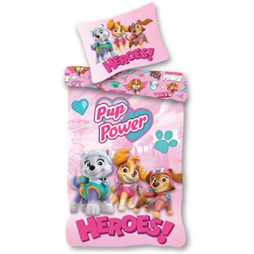 Paw Patrol bedding 140x200 cm - Light pink reversible bedding set with Paw Patrol - 100% cotton bed linen