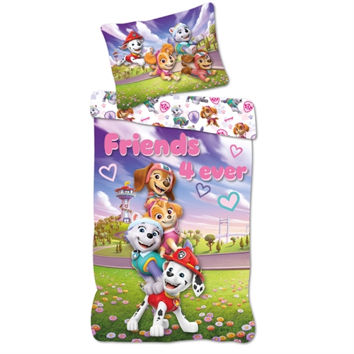 Paw Patrol bedding 140x200 cm - Reversible bedding set with Paw Patrol - Friends 4 ever - 100% cotton bed linen