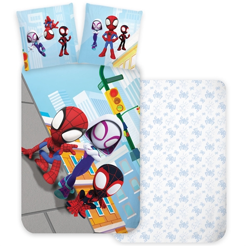Children\'s Bedding 140x200 cm - Reversible Bedding Set with Spidey and His Amazing Friends - 100% Soft Cotton Bed Linen
