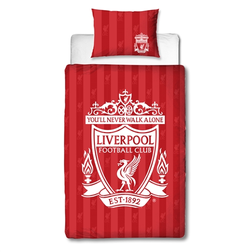 Liverpool bedding - 150x210 cm - Red reversible bedding set with logo - 100% cotton bed linen - Football bedding