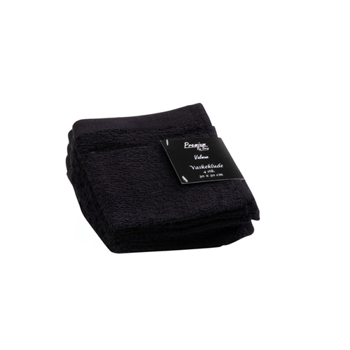 Washcloths 4-pack - 100% Soft cotton with high absorbency - 30x30 cm - Black washcloths from Danish By Borg