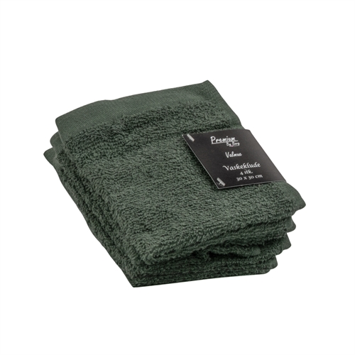 Washcloths 4-pack - 100% Soft cotton with high absorbency - 30x30 cm - Dark green washcloths from Danish By Borg