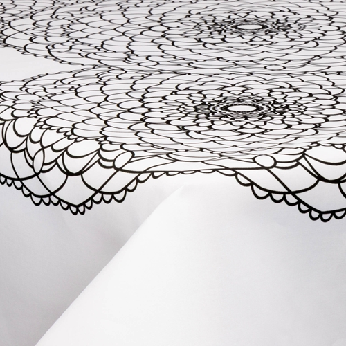 Textile wax cloth with acrylic coating - 30 meters on a roll - Big flower black - 140 cm wide textile cloth