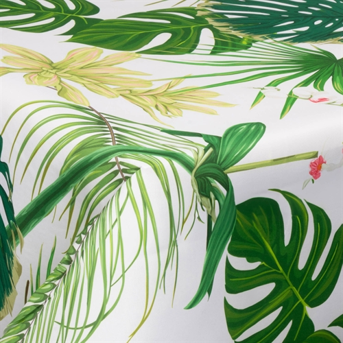Textile wax cloth with acrylic coating - 30 meters on a roll - Big green leaves - 140 cm wide textile cloth