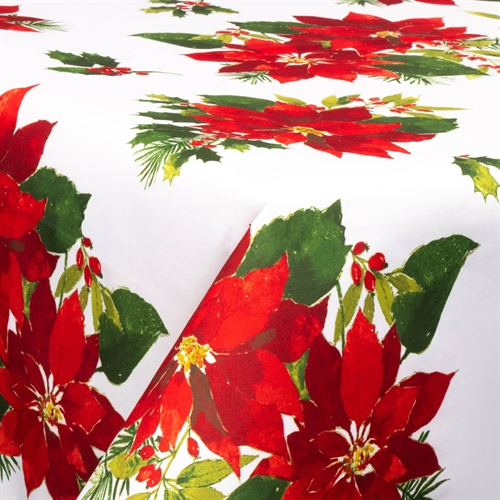Textile wax cloth with acrylic coating - 30 meters on a roll - With Christmas motif - Christmas star flower - 140 cm wide textile cloth