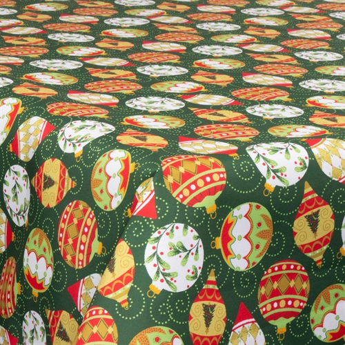 Textile wax cloth with acrylic coating - 30 meters on a roll - With Christmas motif - Christmas baubles - 140 cm wide textile cloth