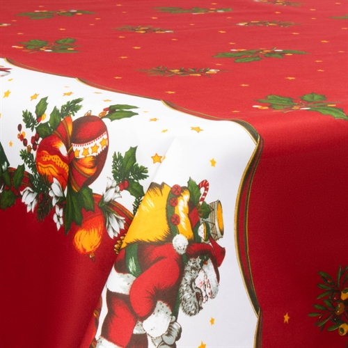 Textile wax cloth with acrylic coating - With Christmas motif - Santa Claus and the mistletoe - 140 cm wide - By the meter