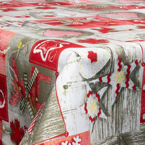 Textile wax cloth with acrylic coating - 30 meters on a roll - With Christmas motif - Christmas heart - 140 cm wide textile cloth
