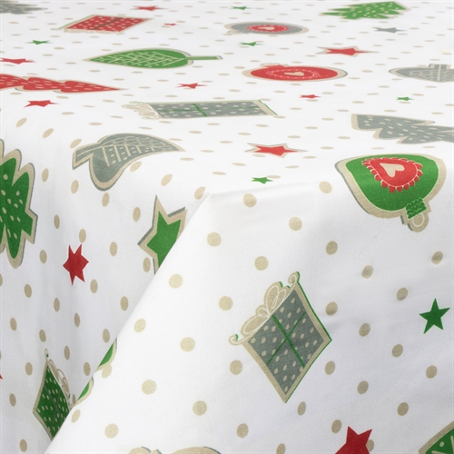 Textile wax cloth with acrylic coating - 30 meters on a roll - With Christmas motif - Christmas dots and charms - 140 cm wide textile cloth