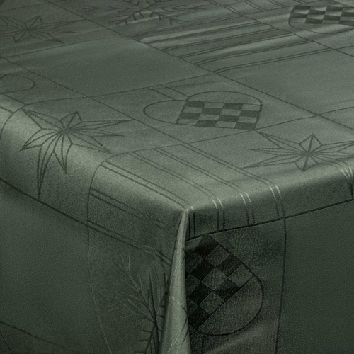 Christmas Tablecloth - 140x240 cm - Green with hearts and stars - Jacquard woven tablecloth - Exclusive tablecloth