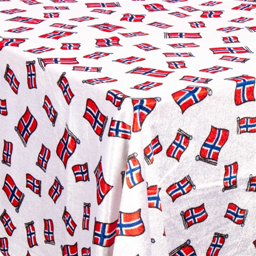 Flag Tablecloth - Velour Tablecloth with Norwegian Flag - Crushed Velour Tablecloth - Pack of 3 Meters