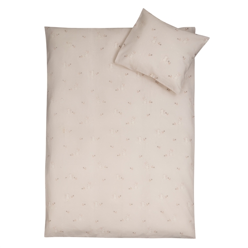 Junior bedding 100x140 cm - Beige junior bedding set with rabbits - 100% soft cotton bed linen - Nordstrand Home