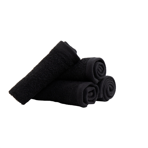Washcloths 4-pack - 100% Soft cotton with high absorbency - 30x30 cm - Black washcloths from Danish By Borg