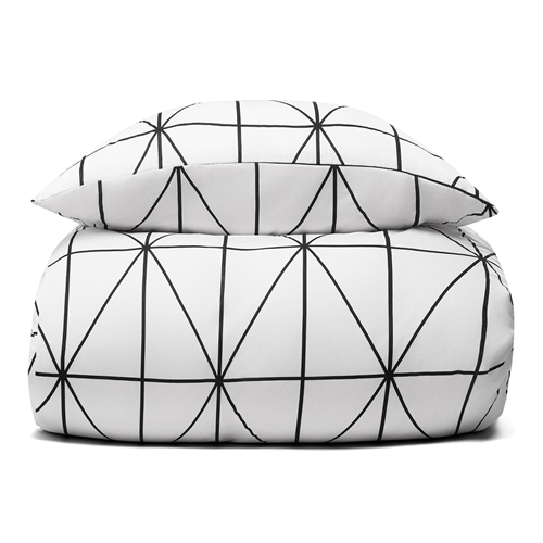 Bedding 100% cotton - 140x200 cm - White bed set with harlequin pattern - Nordstrand Home duvet cover