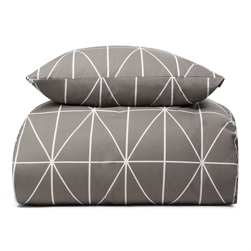 Bedding 100% cotton - 140x200 cm - Light grey bed set with harlequin pattern - Nordstrand Home duvet cover