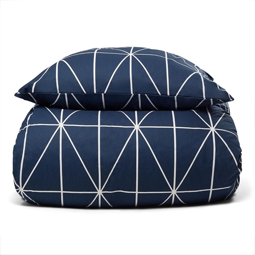 Bedding 100% cotton - 140x200 cm - Blue bed set with harlequin pattern - Nordstrand Home duvet cover