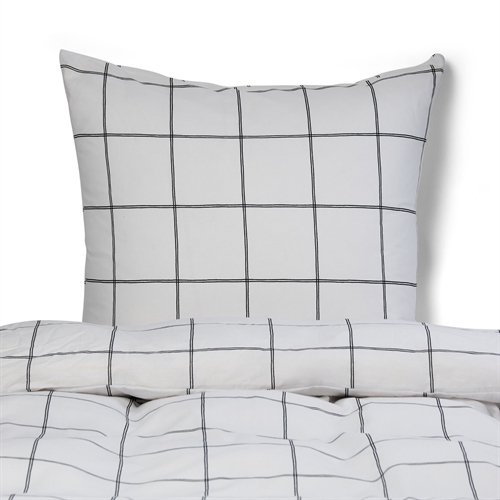Bedding 100% cotton - 140x200 cm - White bedding set with black checks - Nordstrand Home duvet cover