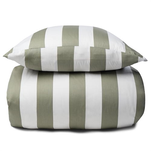 Bed linen in 100% soft and luxurious cotton satin - 240x220 cm - Stunning green stripes - Nordic Stripe bedding set from By Night