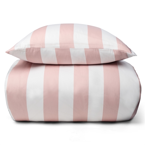 Bed linen in 100% soft and luxurious cotton satin - 240x220 cm - Stunning light pink stripes - Nordic Stripe bedding set from By Night