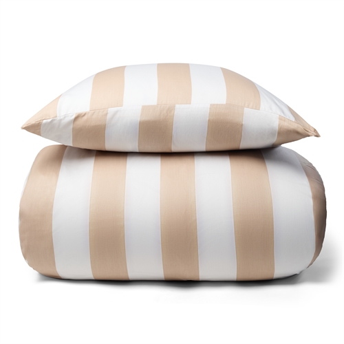 Bed linen in 100% soft and luxurious cotton satin - 240x220 cm - Stunning natur-colored stripes - Nordic Stripe bedding set from By Night